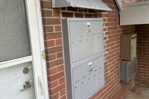 Wall mounted mailbox rain covers or drip guards.