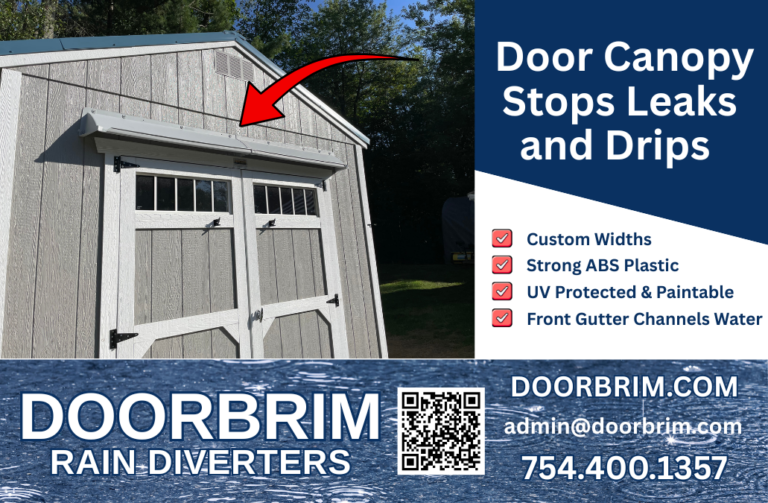 Doorbrim shed rain guard mountain above double doors.